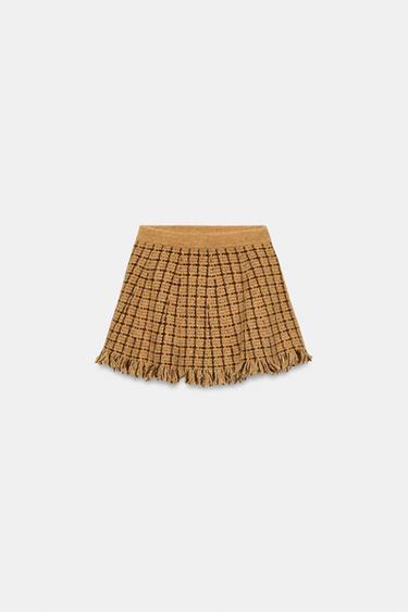 FRINGED KNIT MINI SKIRT - Mustard by Zara - Image 0