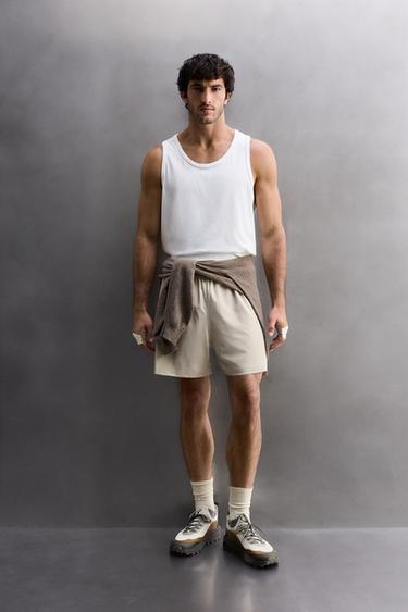 COMBINED PERFORATED SHORTS - Ecru by Zara