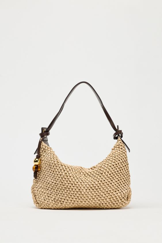 Bolsa De Hombro Zara Rope Handle Mujer Beige Claro Y Bolso De