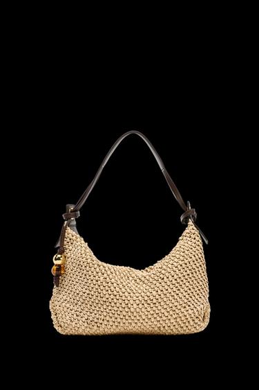 WOVEN TOTE BAG WITH CHARM - Light beige by Zara - Image 0