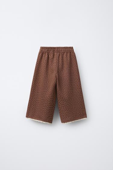 PRINTED LACE TRIM PLUSH CULOTTES - Chocolate by Zara - Image 1