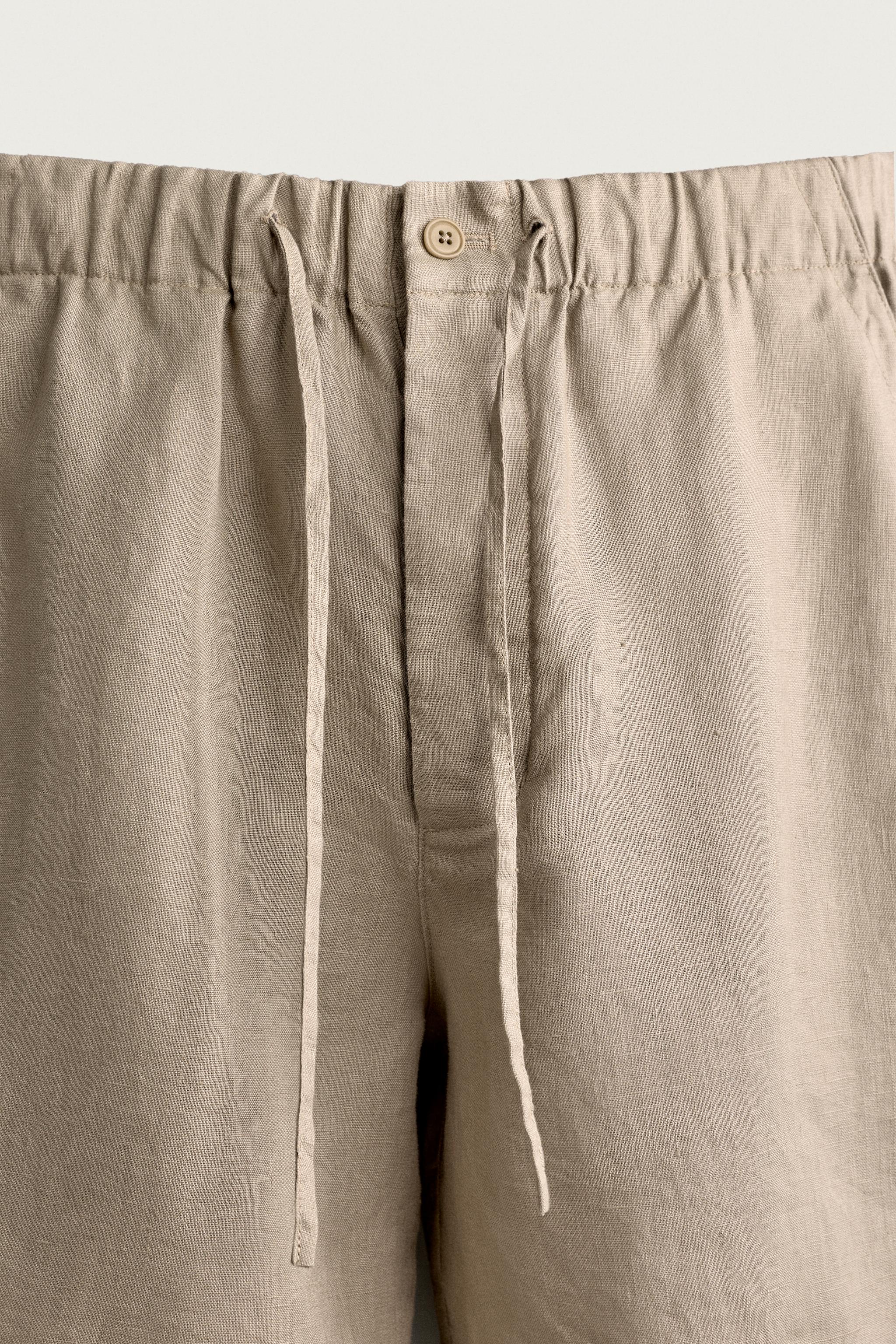 Zara %100 KETEN RELAXED FIT BERMUDA görsel 8