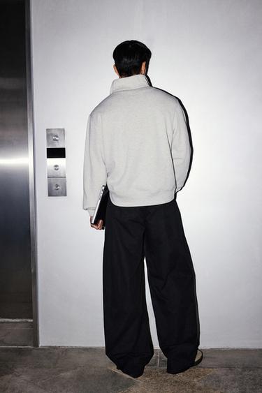 BASIC QUARTER-ZIP SWEATSHIRT - Grey marl by Zara