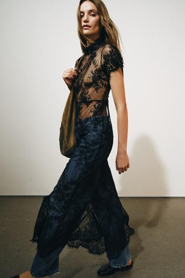 ZW COLLECTION LACE LONG DRESS - Black by Zara