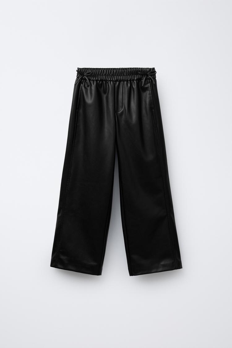 PANTALONI EFFETTO PELLE FIOCCHI Nero ZARA Italia Italy