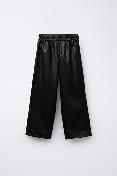 FAUX LEATHER TROUSERS WITH BOWS - Black by Zara - Image 0