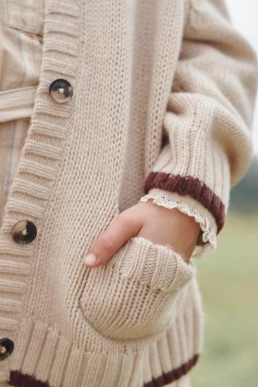CARDIGAN EN MAILLE 100% LAINE ÉDITION LIMITÉE - Beige de Zara - Image 3