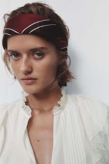 CHECK SCARF - Burgundy by Zara