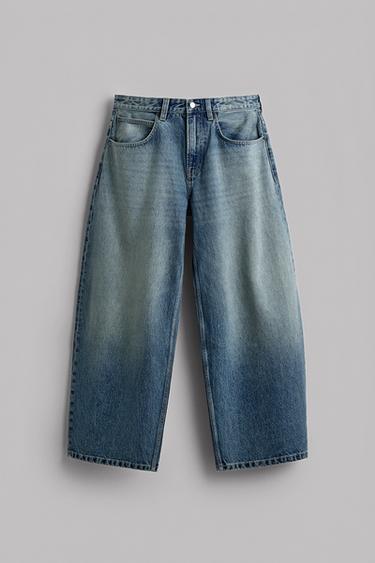 Zara BALLOON FIT 牛仔褲 - 中藍色