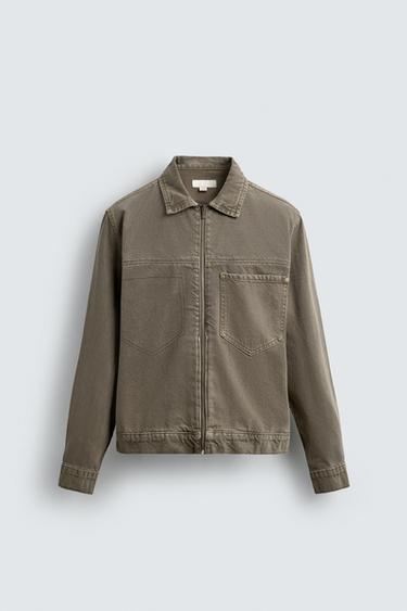 SOBRECAMISA DENIM CREMALLERA - Tostado de Zara