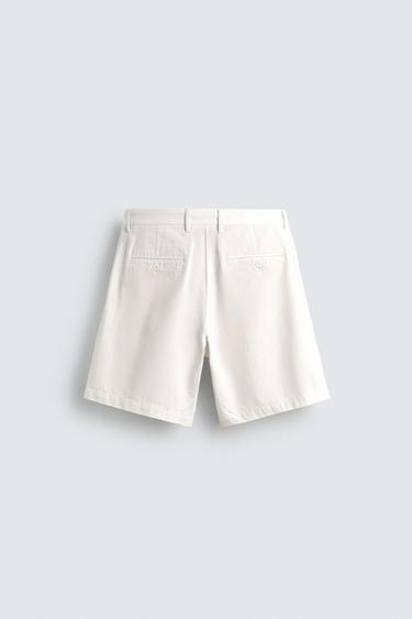 BERMUDA RELAXED FIT À PLIS - Blanc de Zara - Image 7