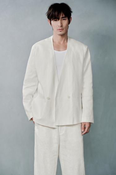 Zara 100% 亞麻西裝外套 - 白色