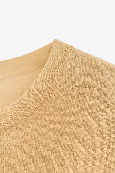 SHORT SLEEVE KNIT LINEN BLEND TOP - Mid-yellow by Zara - Image 5