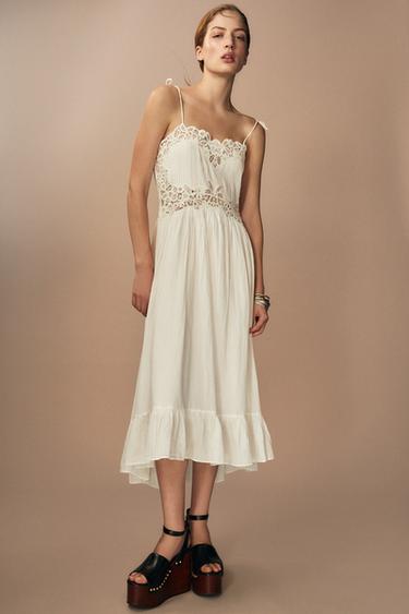 VESTIDO BORDADOS ZW COLLECTION - Crudo de Zara