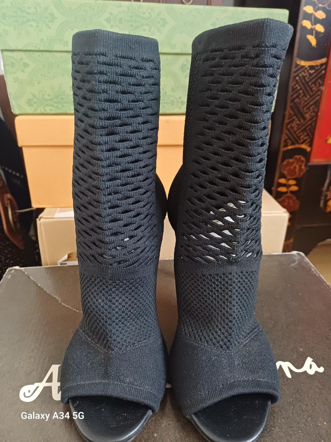 HEELED OPEN-TOE ANKLE BOOTS
