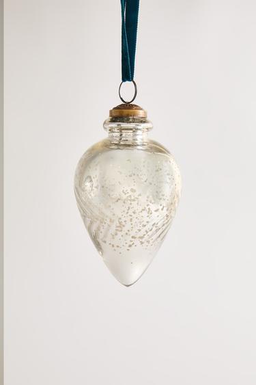 FLORAL TEARDROP CHRISTMAS TREE DECORATION - Silver by Zara - Image 3