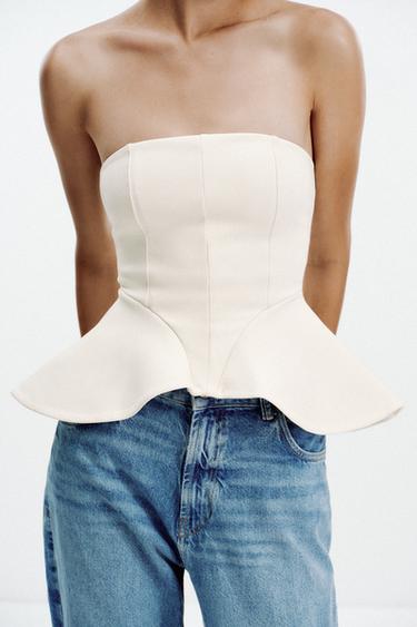 TOP INTERLOCK BANDEAU - Écru de Zara - Image 2
