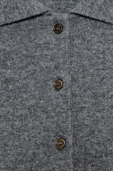 POLO 95% LAINE EN MAILLE LISSE - Gris de Zara - Image 6