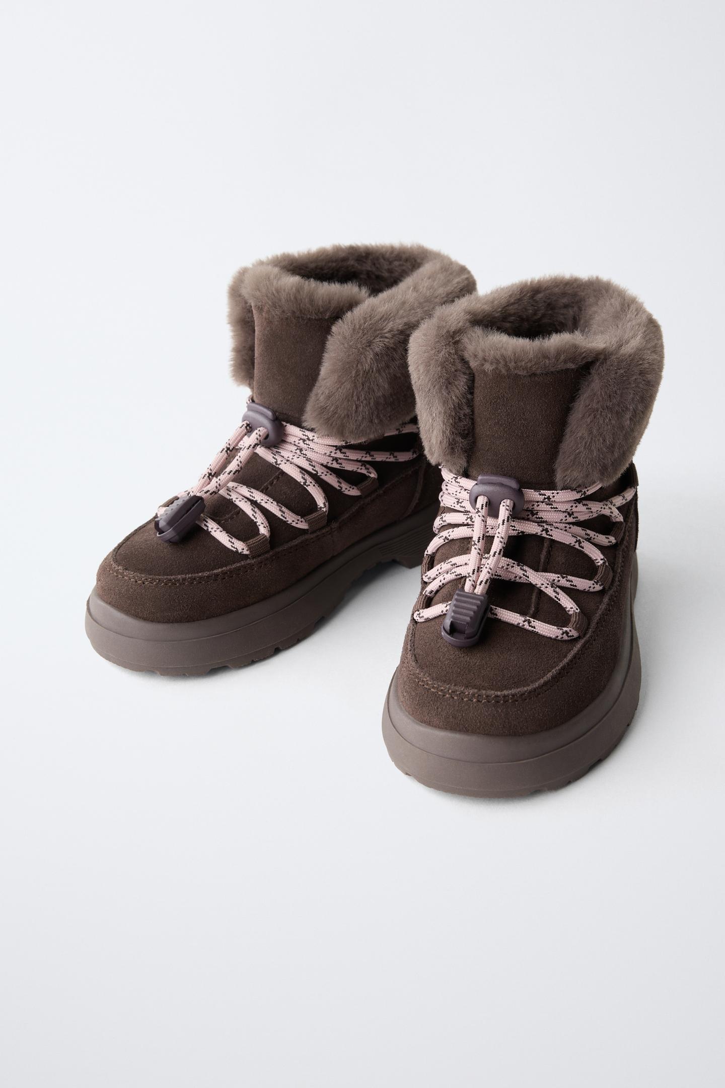 Детские ботинки Zara Lined Leather Ankle, цвет: Коричневый — фото 3