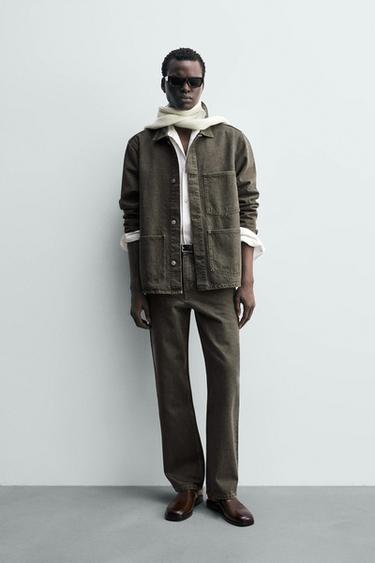 Zara 直筒版牛仔褲 - 深卡其色