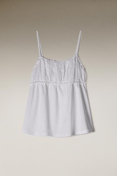 TOP DÉTAIL FRONCÉ - Blanc de Zara - Image 6