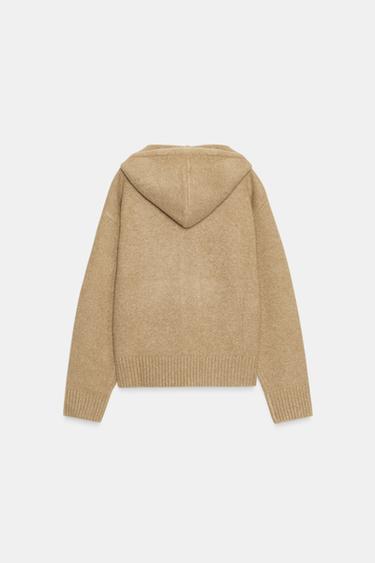 SWEAT EN MAILLE À CAPUCHE - Marron clair de Zara - Image 5