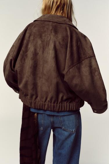 BLOUSON EFFET DAIM - Kaki foncé de Zara - Image 5