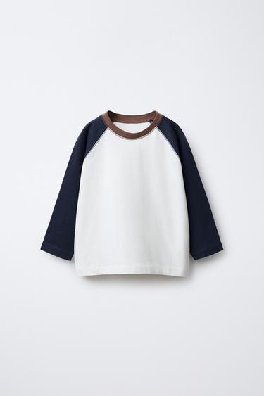 T-SHIRT MIT RAGLANÄRMELN - Marineblau von Zara