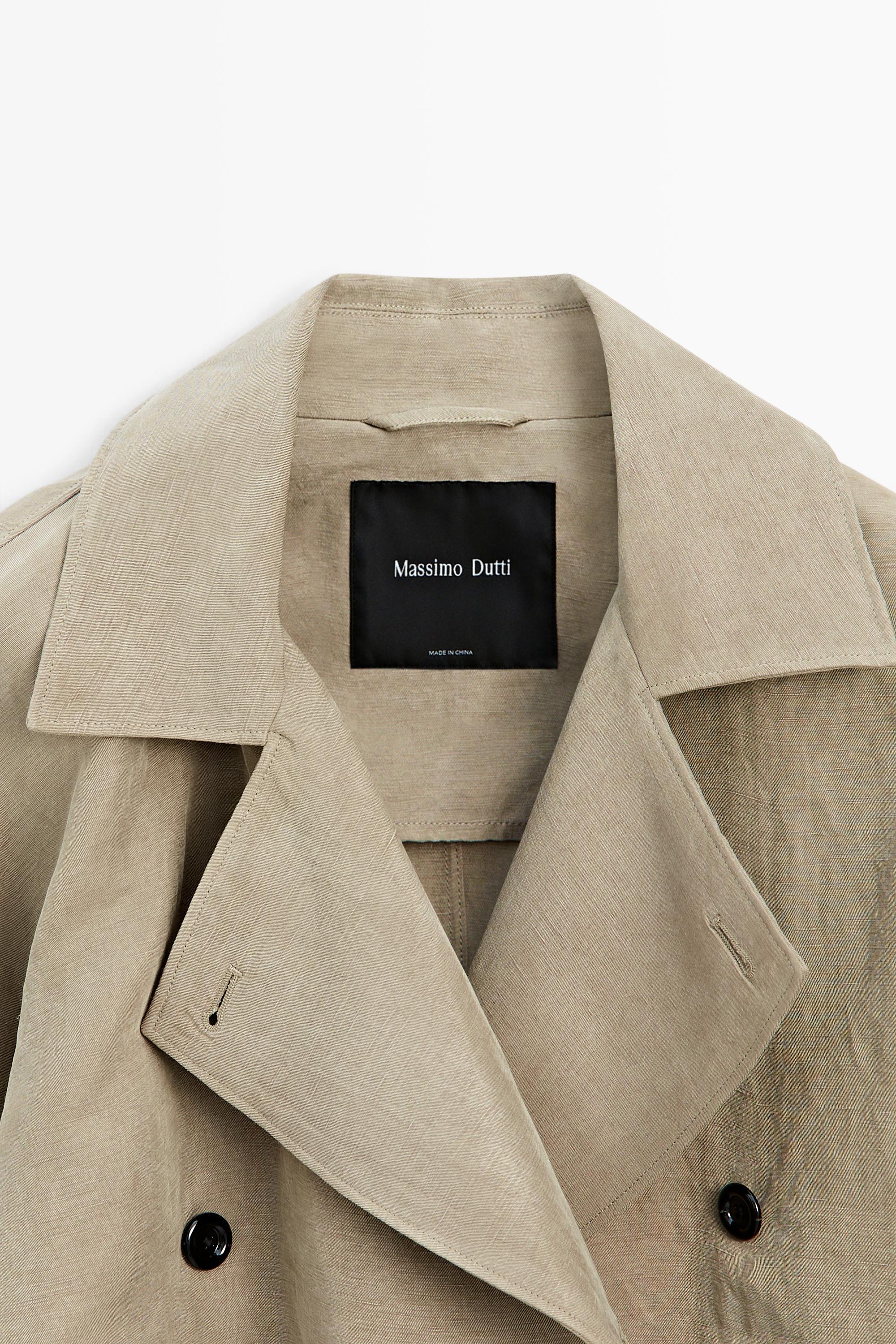 Linen blend trench coat with belt detail