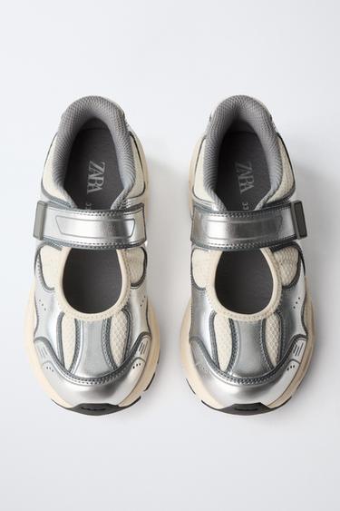 METALLIC OPEN TRAINERS - Silver by Zara - Image 4