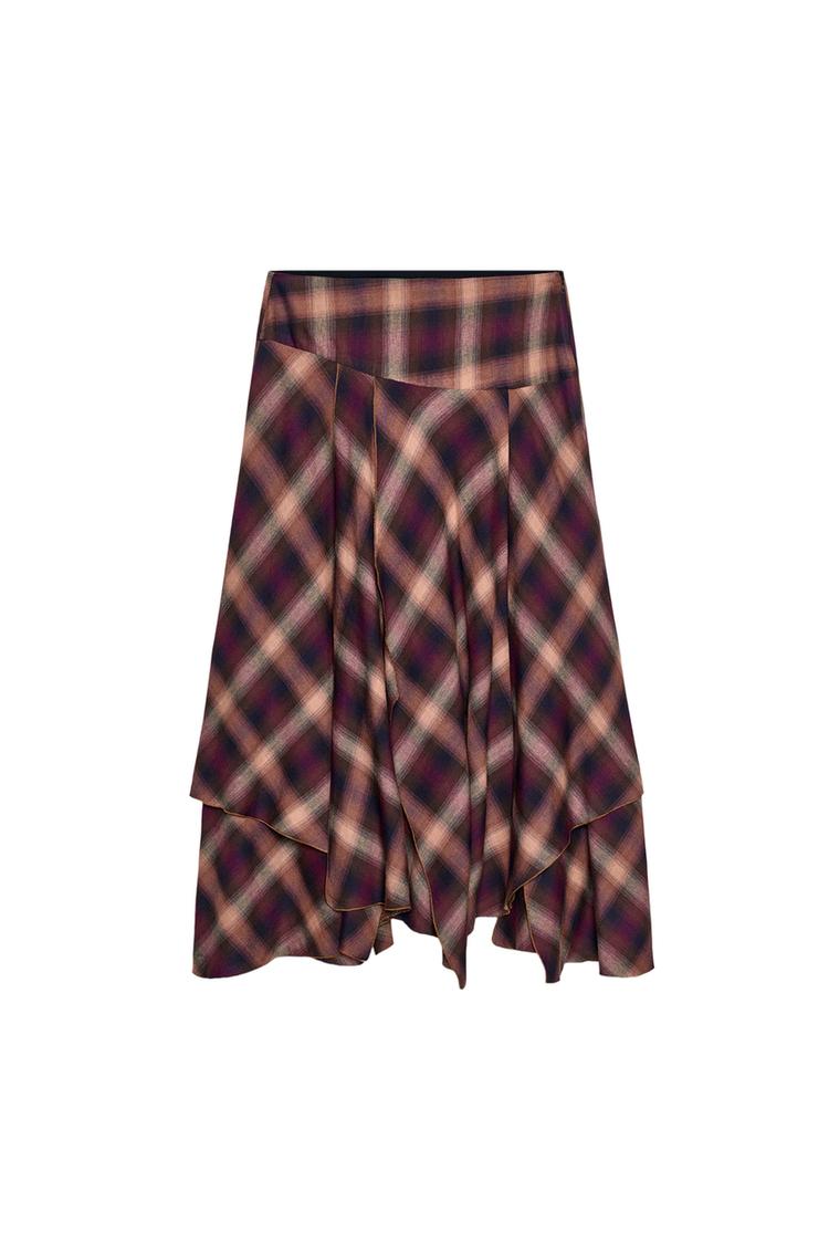 MIDI CHECK SKIRT WITH SLITS