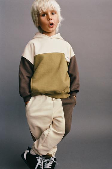 COLOUR BLOCK JOGGER TROUSERS WITH LABEL - Light beige by Zara - Image 4