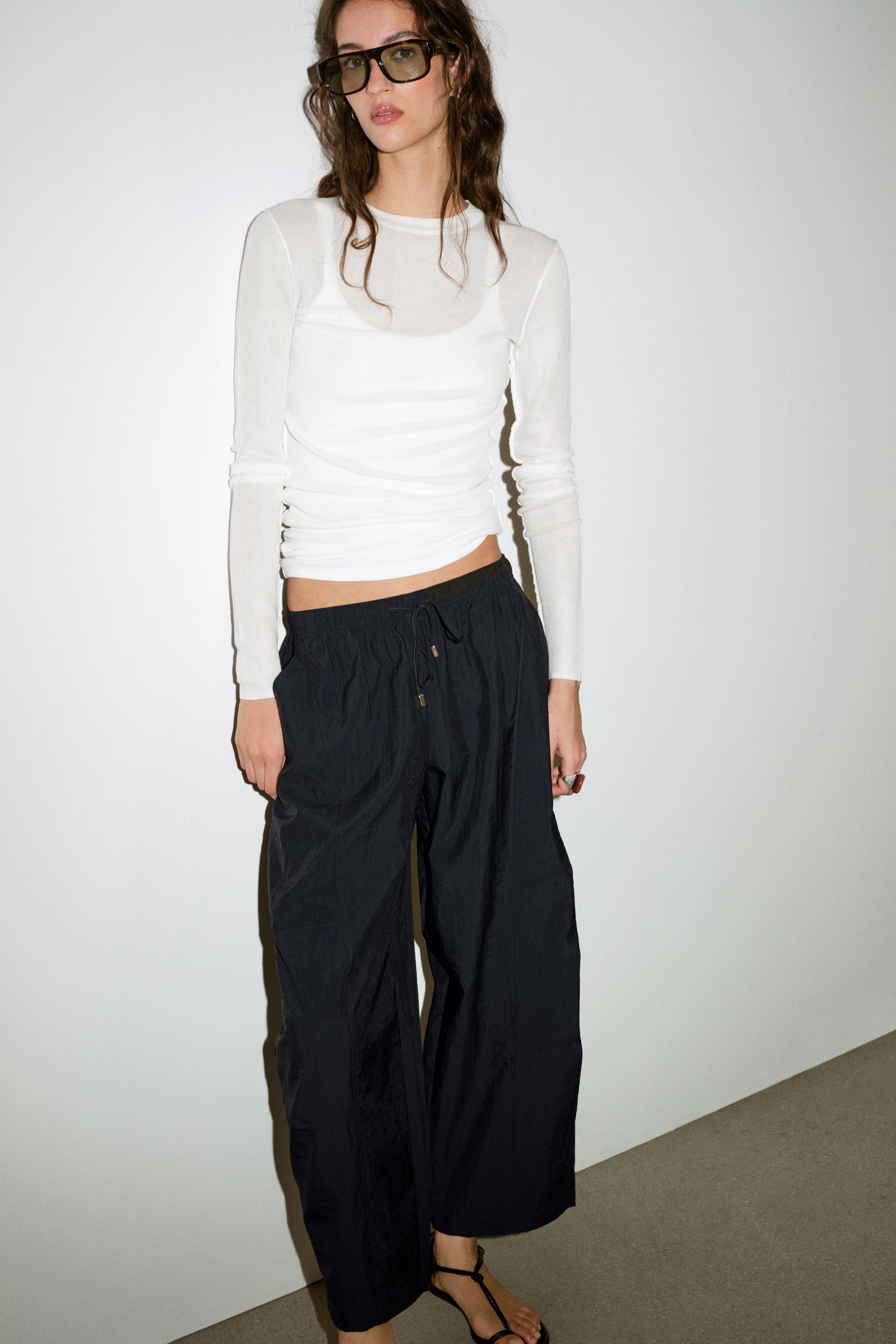 PANTALON BARREL À TAILLE ÉLASTIQUE