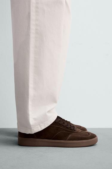 SEPATU KETS KULIT - Cokelat dari Zara - Gambar 0