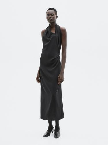 Zara Long halter dress with back detail - LIMITED - Black