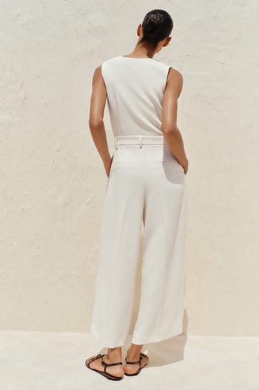 COMBINAISON LARGE GILET - Écru de Zara - Image 5