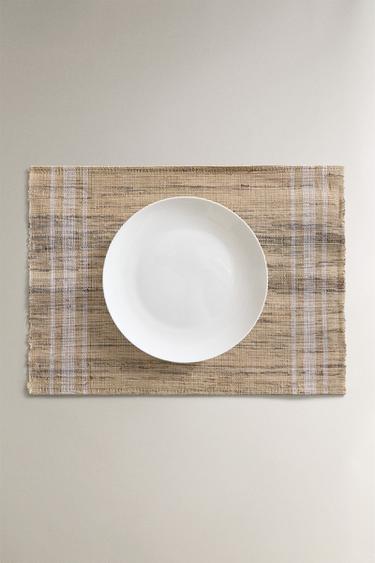 SET DE TABLE RAMIE RAYURES - Beige clair de Zara - Image 4