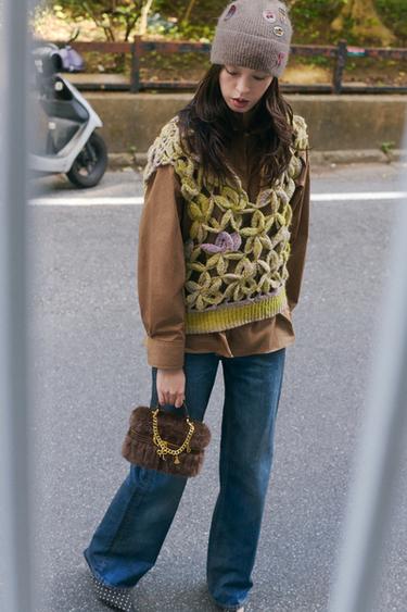 OMBRÉ CROCHET KNIT WAISTCOAT - Multicoloured by Zara