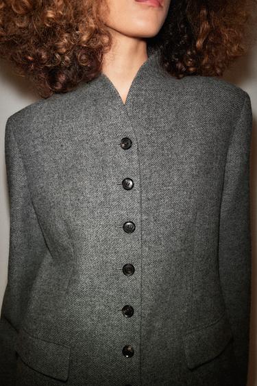 ZW COLLECTION WOOL COAT WITH BUTTONS - Grey by Zara