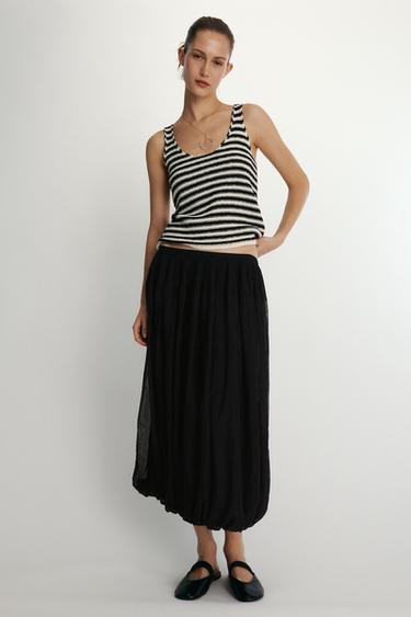 TOP PUNTO MANGA SISA - Rayas de Zara