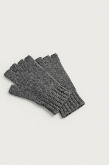 100% WOOL KNIT MITTENS — Gray 2