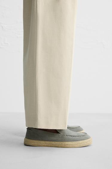 LEATHER AND JUTE LOAFERS - Blue by Zara - Image 0