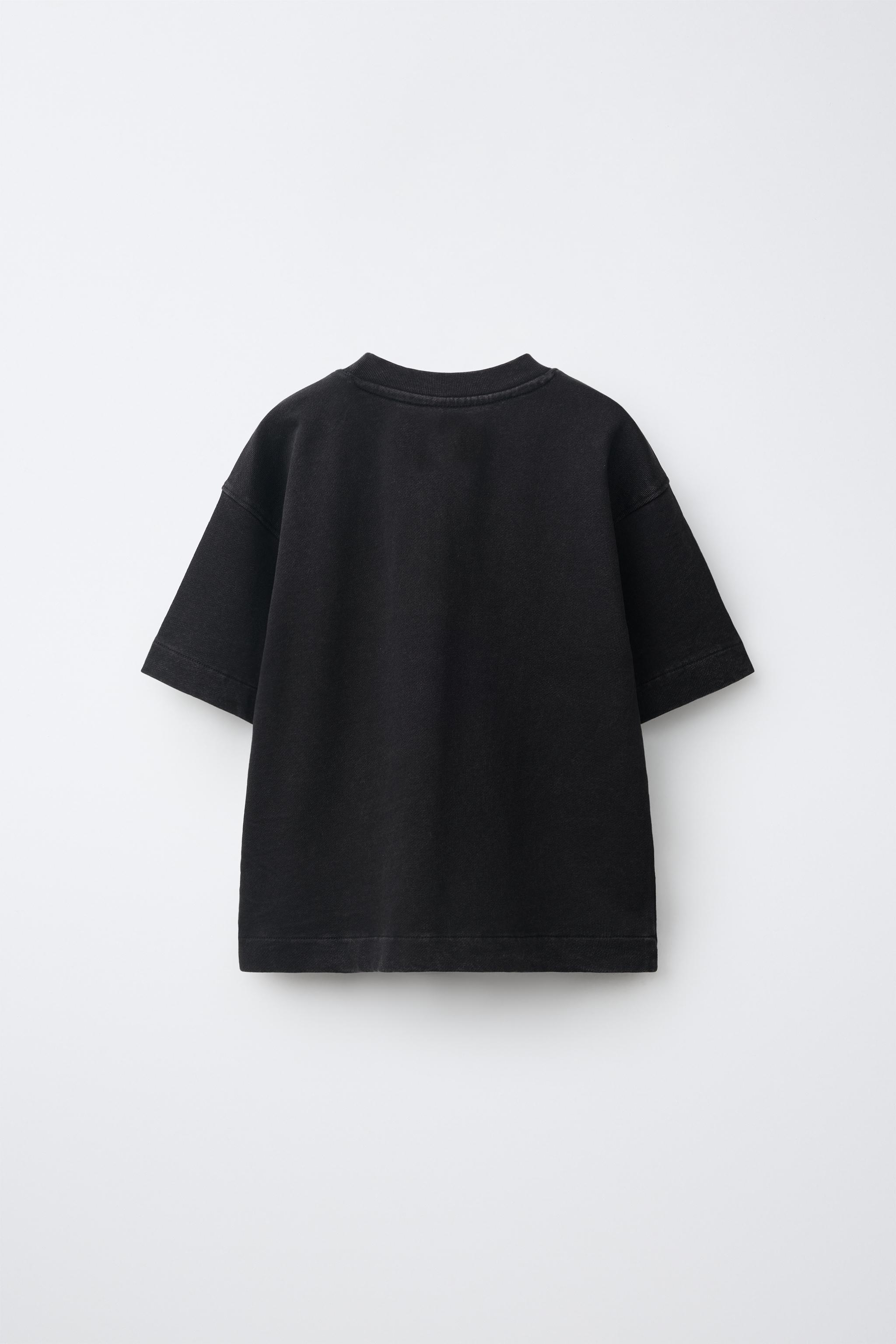 WASHED-EFFECT POCKET T-SHIRT — Black (alternate view)