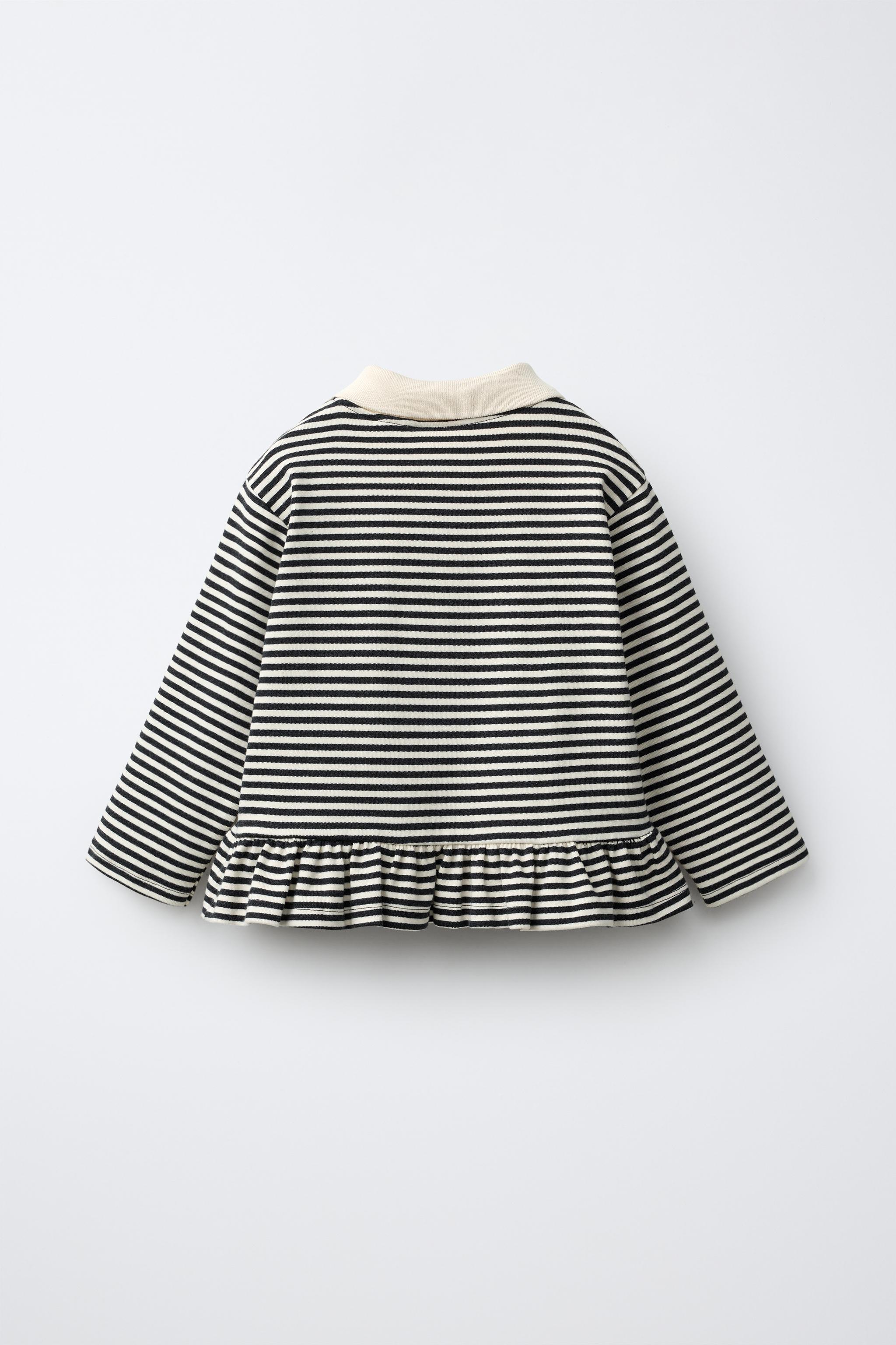 Детские топы Zara STRIPED PEPLUM POLO — фото 3