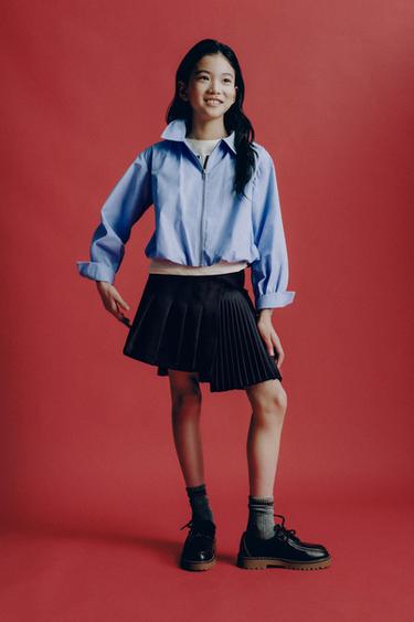 ASYMMETRIC PLEATED KNIT SKIRT - Navy blue by Zara