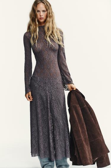 SOFT-TOUCH LACE DRESS - Dark purple by Zara - Image 1