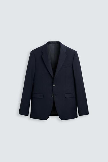 Zara TEXTURED SUIT JACKET - Navy blue