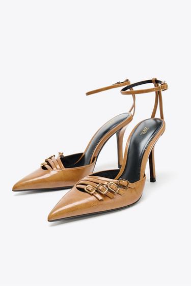 BUCKLED HIGH-HEEL SHOES - camel by Zara - Image 1