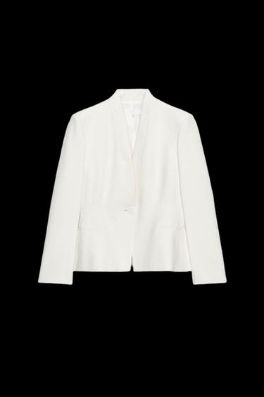 TAILLIERTER BLAZER MIT SCHULTERPOLSTERN - Cremefarben von Zara