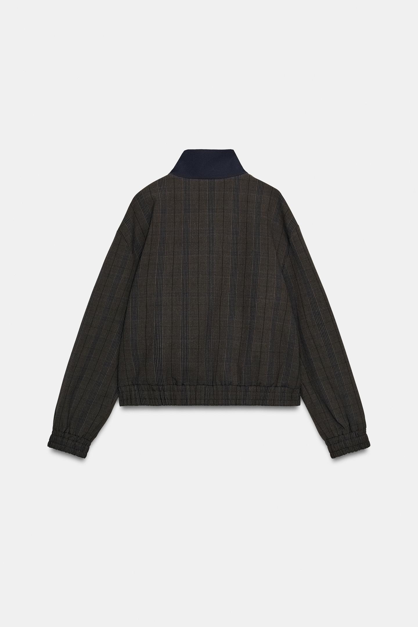 Женская куртка Zara Plaid Bomber, цвет: Тёмно-синий — фото 8